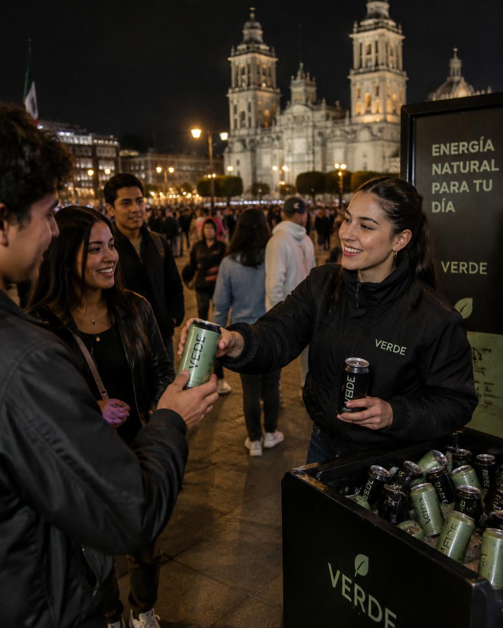 Street team handing LVF cans to fans in Ciudad de México