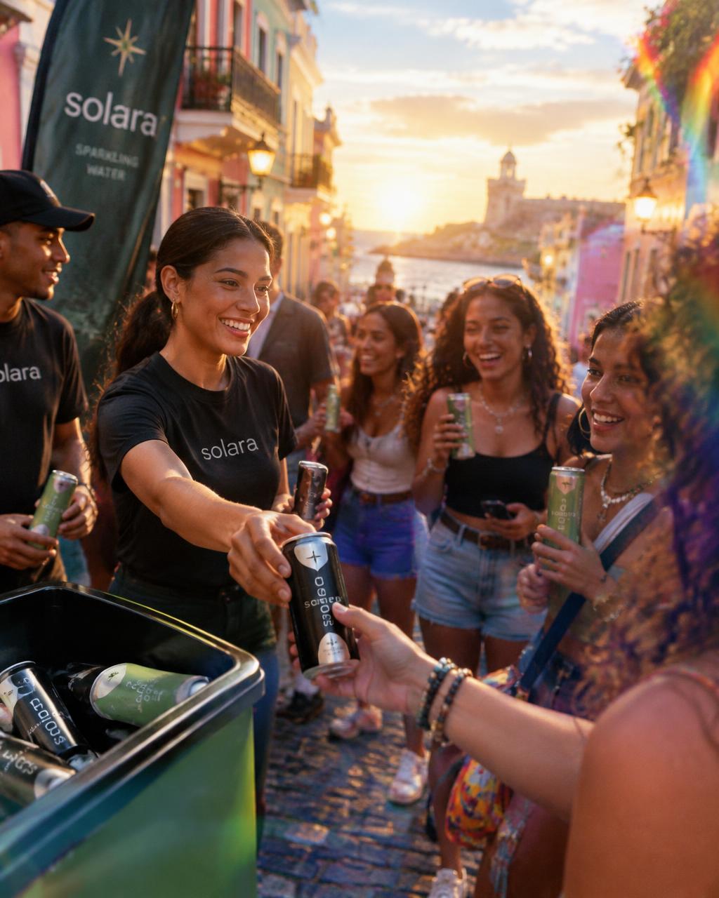 Street team handing LVF cans to fans in San Juan
